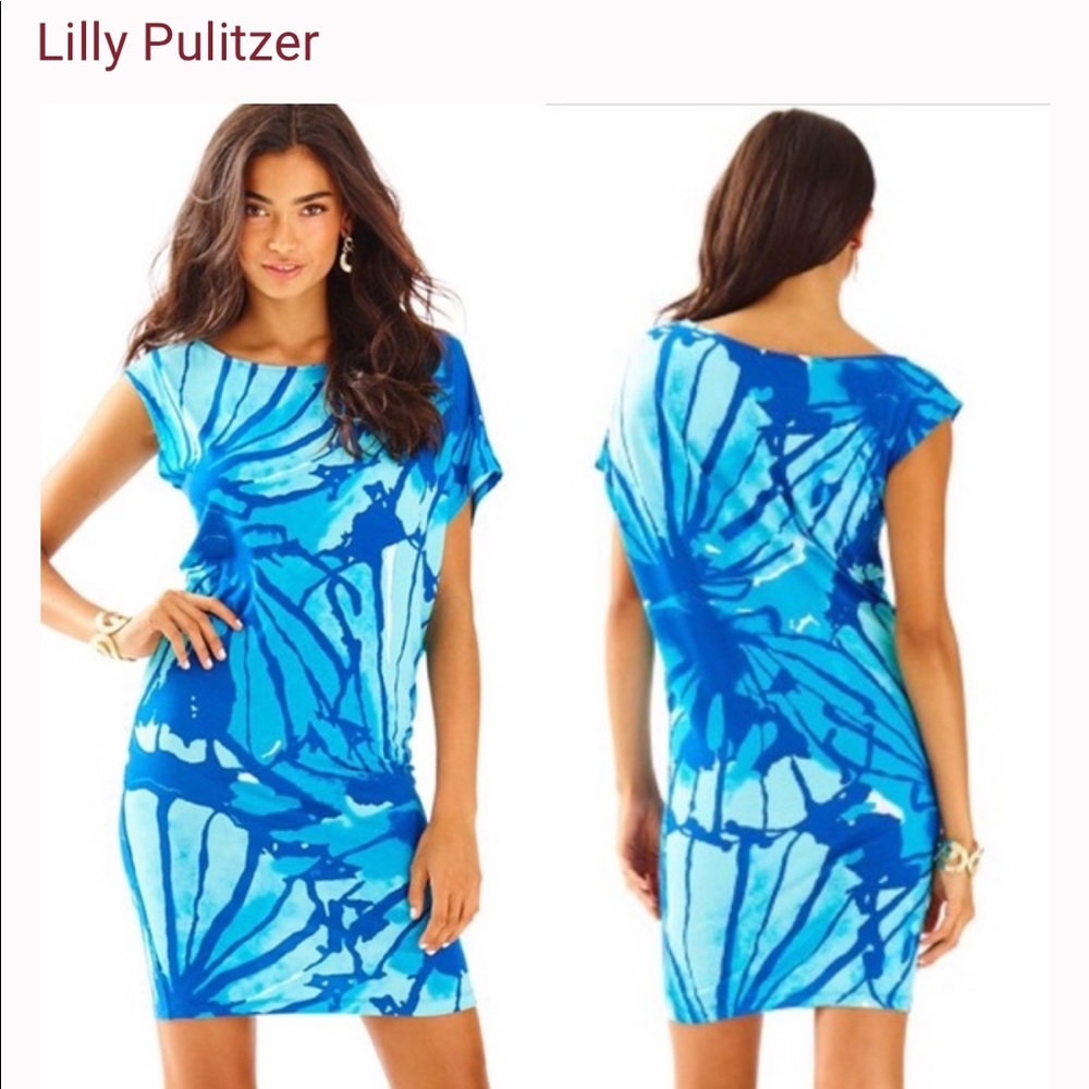 Lily Pulitzer L Blue Get Inky Tessa dress, EUC - Picture 1 of 10